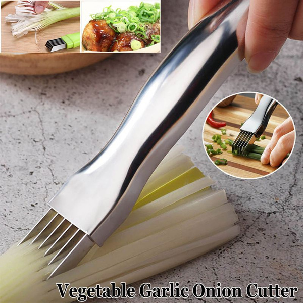 New Multifunctional Stainless Steel Scallion Cutter Onion Slicer
