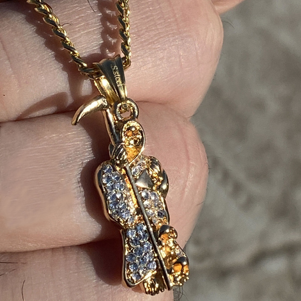 925 SILVER GRIM REAPER NECKLACE 20" LONG/CADENA DE LA SANTA MUERTE 20" 20x6mm - Foto 8