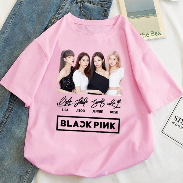 Kpop Blackpink Lisa Jennie Rose Jisoo Signature Print T Shirt Fans