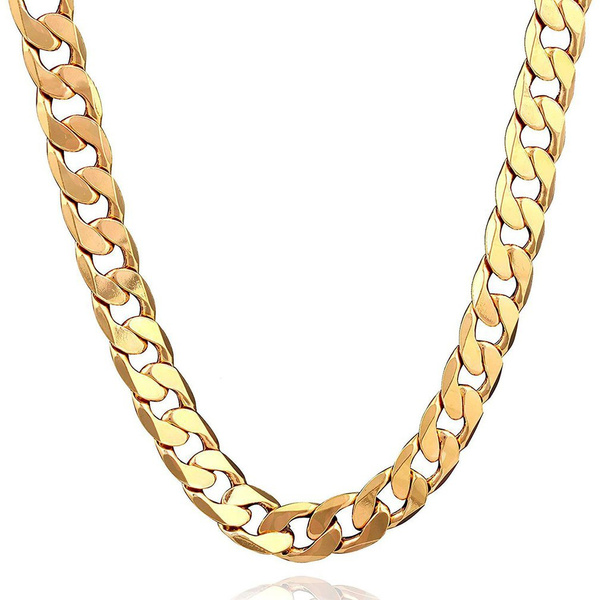 Punk Cuban Chain Gold Necklace Men 45 50 55 60 65 70 75 Cm Link Curb 18k Long For Women Fashion Jewelry Charm 6 Mm 50 Cm Wish