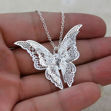 butterfly, Sterling, Chain Necklace, 925 sterling silver