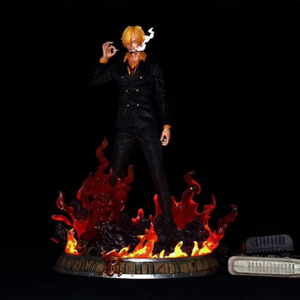 Anime One Piece Vinsmoke Sanji Fire Light Up Statue PVC Action Figure ...