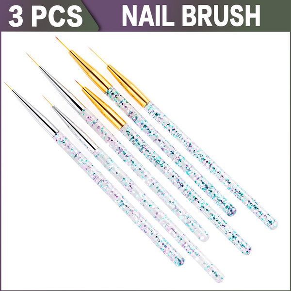 3Pcs Nail Art Liner Brush 7/9/11/15mm Painting Flower Drawing