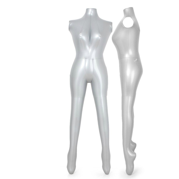 Woman Inflatable Mannequin Dummy Torso Female Full Body Display Model Silver 