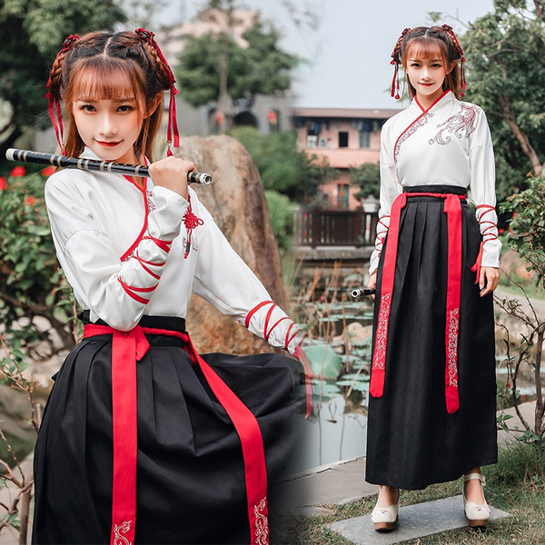 Women Men Ancient Chinese Embroidered Hanfu Dress Oriental Traditional ...