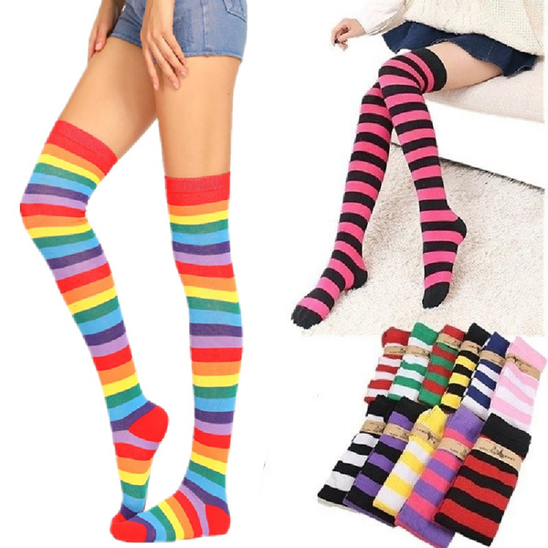 Striped Rainbow Stockings for Cosplay 