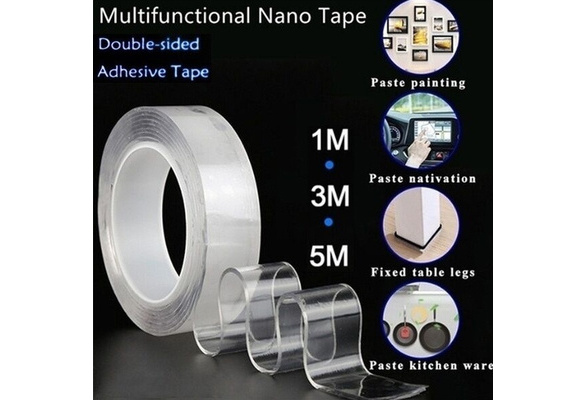 1/3/5m Multifunctional Reusable Double- Sided Tape Nano Traceless Magic  Transparent No Trace Acrylic Cleanable Reuse Waterproof Adhesive Tape for  Wall