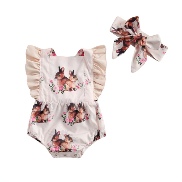 Baby Girl Sisters Matching Clothes Easter Bunny Costume Rabbit Romper ...
