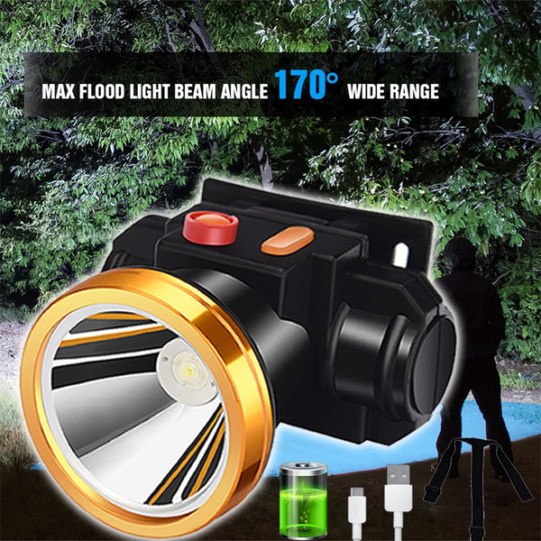 Portable Headlight Floodlight USB Rechargeable Flashlight Outdoor Fishing  Lights