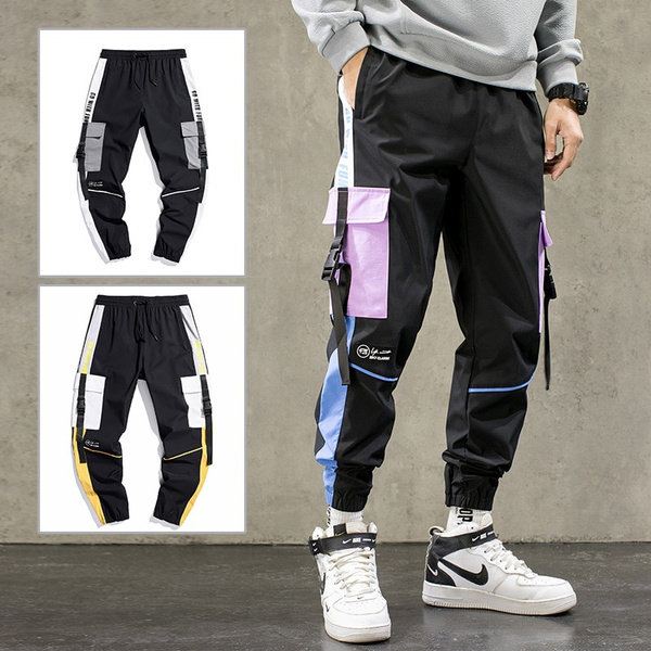New fashion sweatpants streetwear cargo pants for men ribbon
