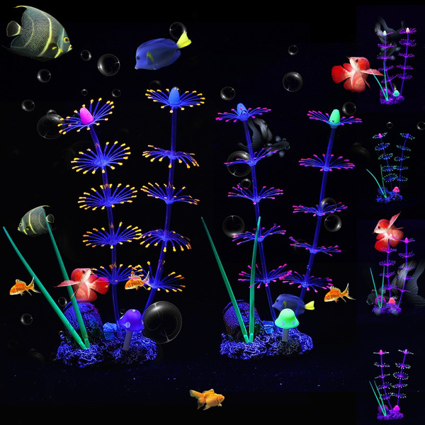 Silicone Glowing Artificial Fish Tank Aquarium Coral Plants
