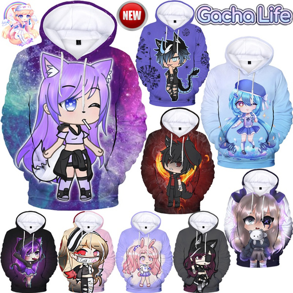 Desenhos Animados Gacha Life Hoodie Homens / Mulheres 3D Zipper