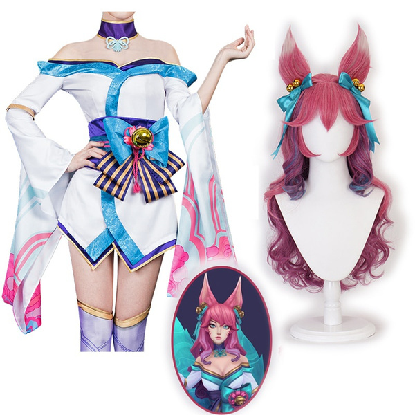 Game Ahri Cosplay Costume LOL Ahri Spirit Blossom Wigs The Nine