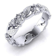 Beautiful, bandring, Rose, 925 silver rings