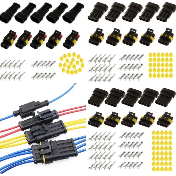 15 Sets 2+3+4 Pins Way Car Auto Sealed Waterproof Electrical Wire Connector Plug 