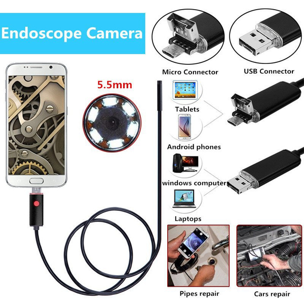 5.5mm Endoscope Camera Flexible Waterproof Micro USB Inspection Borescope  Camera for Android Phone PC Notebook