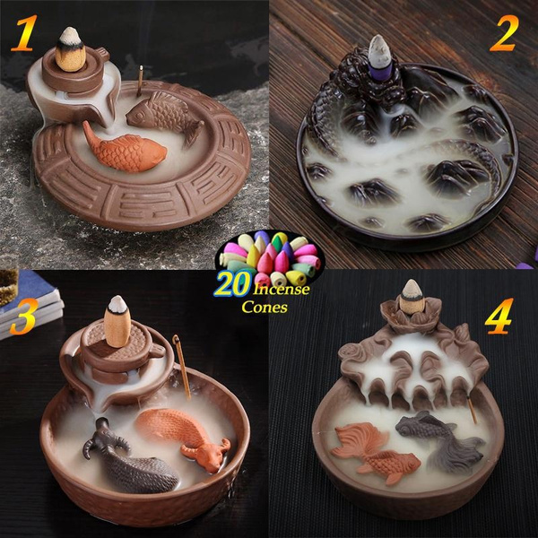 Waterfall Incense Holder Backflow Incense Burner Ceramic Cone Incense Burner Handcrafted