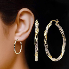 Hoop Earring, Joyería de pavo reales, gold, Simple