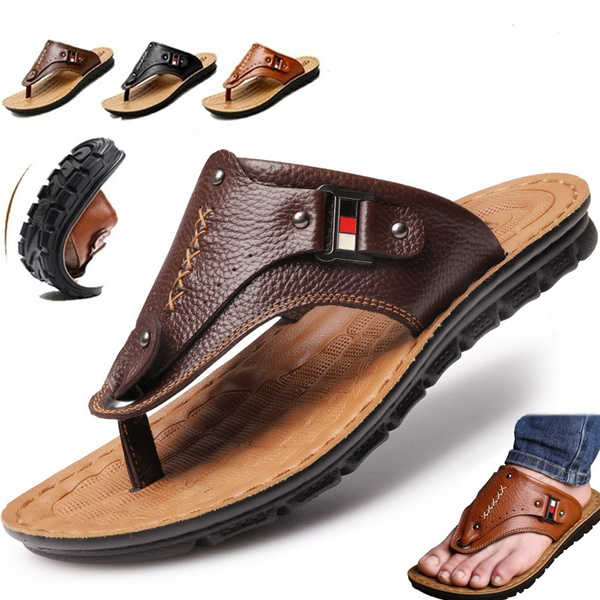 Mens Leather Slippers - Leather Sandals | Pagonis Greek Sandals