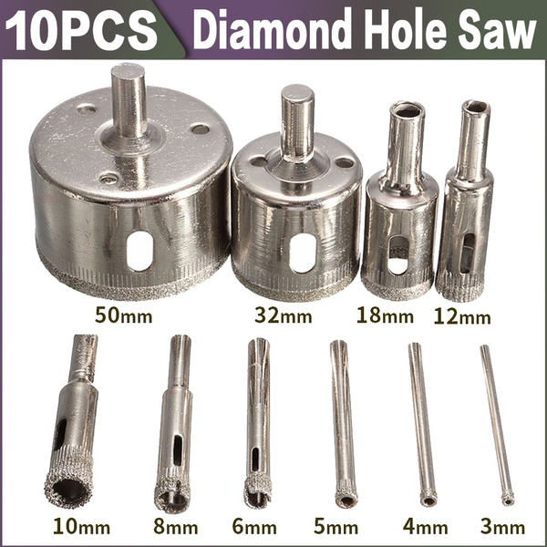 10pcs 3mm-50mm Diamond Tool Drill Bit Hole Saw Glass Ceramic Marble Tile Kit 10pcs 3mm-50mm Diamond Tool Drill Bit Hole Saw Glass Ceramic Marble Tile Kit