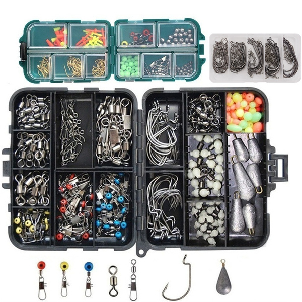 Fishing Accessories Kit Including Jig Hooks fishing Sinker weights fishing  Swivels Snaps with fishing tackle box