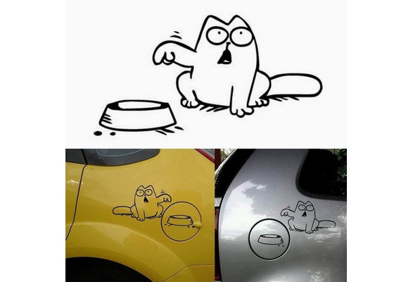 Simon's Cat Decal Hungry Feed Me!cute Funny Black White Reflective Tank  Car Motorcyle Sticker Auto Bumper Stickers