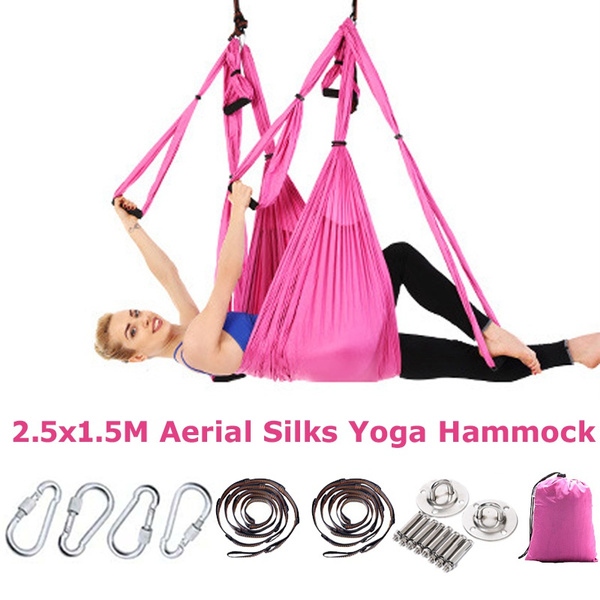 with Ceiling Anchors Aerial Yoga Flying Yoga Swing Yoga Hammock Sling Inversion Tool for Gym Home Fitness 
