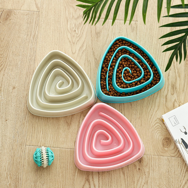 Triangle Pet Feeder Slow Eating Anti Choke Dog Bowl Puppy Feeding