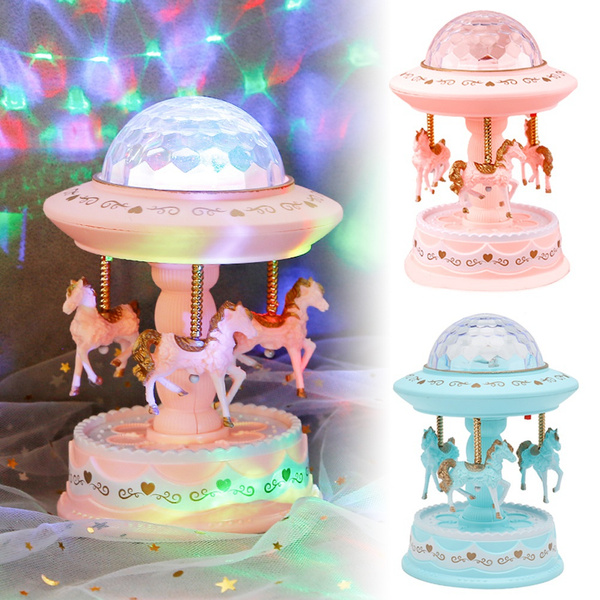 LED Carousel Light Music Box Musical Toy Kids Girls Carousel Music Box