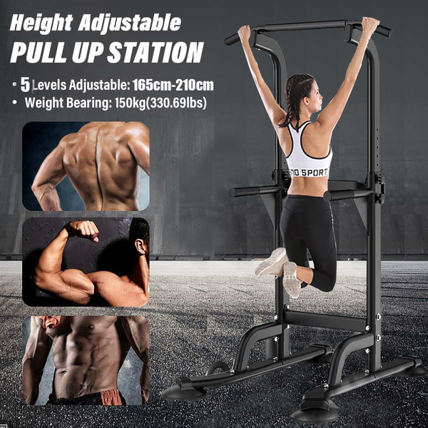 4in1 Fitness Station Lift Bars Height Adjustable Gym Exercise PushUp