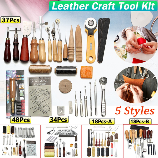 Leather Craft Hand Tools Kit for Hand Sewing Stitching Stamping