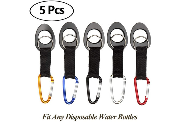 5/10PCS Durable Silicone Water Bottle Holder Clip Hook Carrier with  Carabiner attachment Key Ring Fits Any Disposable Water Bottles for Outdoor