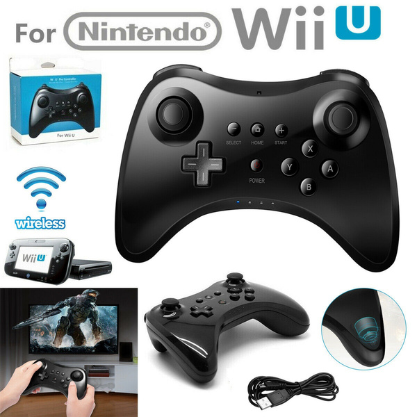 Wireless Bluetooth Controller Gamepad for Nintendo Wii U Pro Game Joystick,  Black