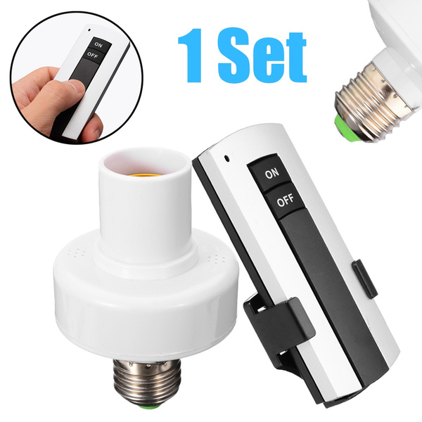 Wireless Remote Control Light Lamp E27 Screw Bulb Base Holder Cap