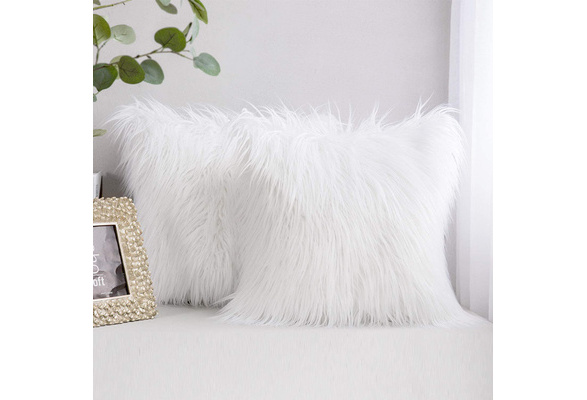 White fluffy outlet throw pillow