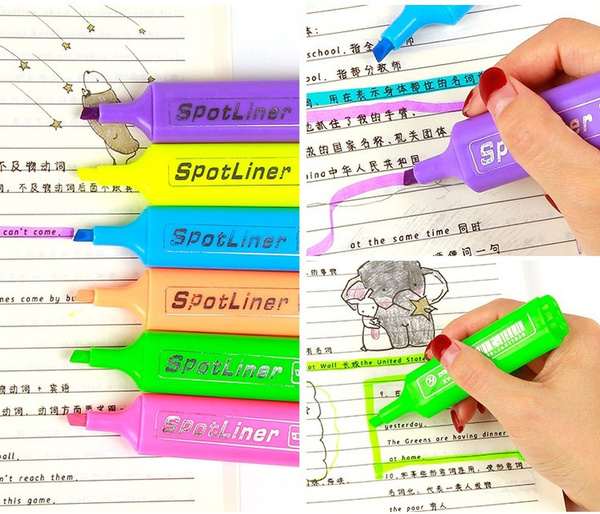 Candy Color Cute Colorful Highlighters Pastel Markers 6 Colors Single