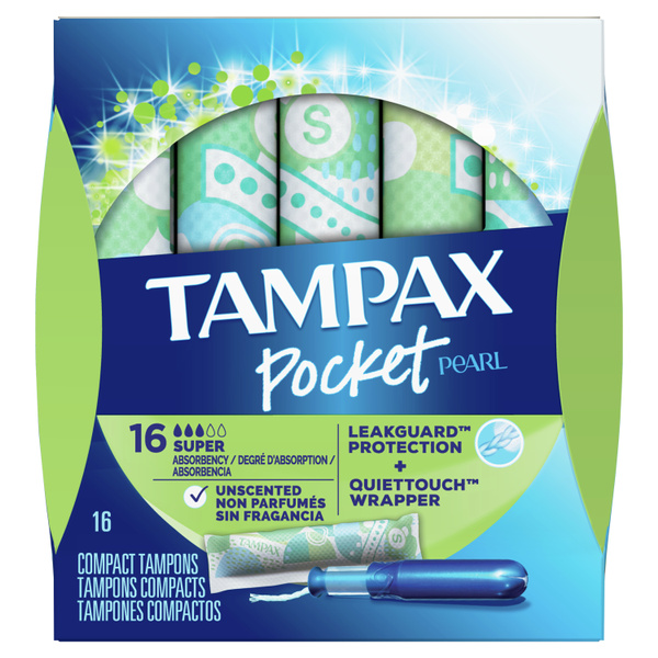 Tampax Pocket Pearl Tampons Super Absorbency Unscented 16 Each By ...