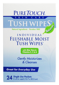 PURETOUCH Skin Care Wipes,Tush,FLUSHABLE, 24 CT