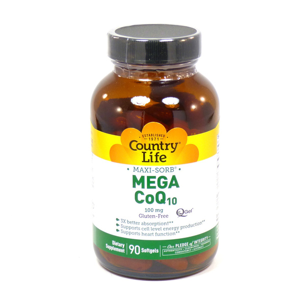 MaxiSorb CoQ10 Mega QGel 100 mg 90 Softgels By Country Life Wish