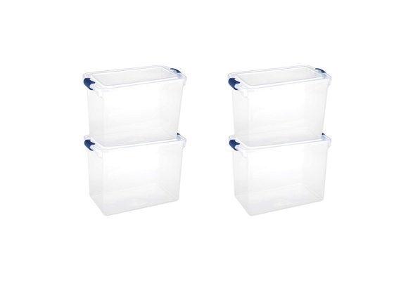 Homz Heavy Duty Modular Clear Plastic Stackable Storage Tote