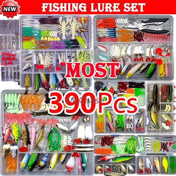 2021 NEW 33/56/106/109/122/164/234/280/320/390Pcs Fishing Lure Set Kit Soft  and Hard Lure Baits Set Multi-Function Full Swimming Layer Fishing Tackle 