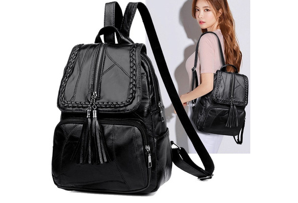 Patchwork of luxe PU leathers Backpack Shoulder Bag Leisure Travel
