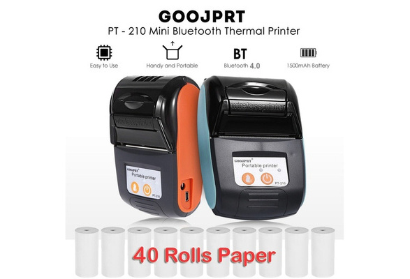 GOOJPRT PT-210 Portable Thermal Printer Handheld 58mm Receipt Printer for  Retail Stores Restaurants Factories Logistics,Thermal Receipt Paper Roll  57*30mm (2.17*1.18in) Bill Ticket Printing for Cash Register POS Receipt  Printer, 40 Rolls 