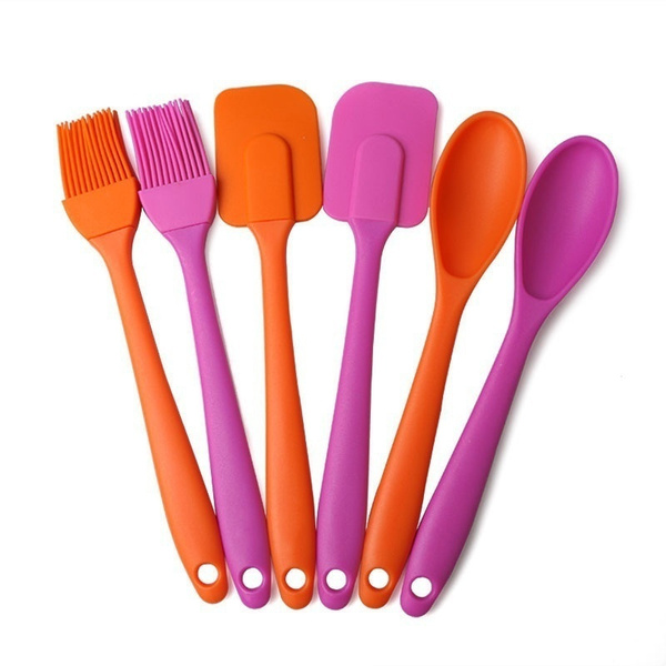 3Pcs Silicone Baking Spatula Set Spoon Scraper Pastry Brush Kitchen Cooking Home