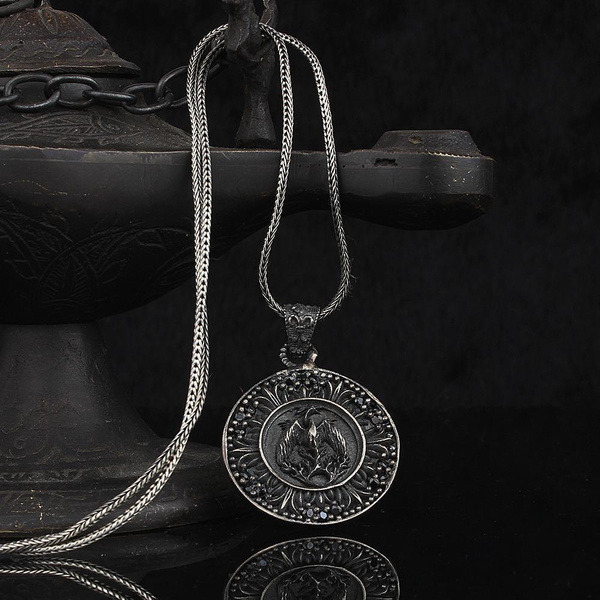 phoenix japanese old coin necklace men,silver,japanse style,made in japan -  Shop sakura-jewelry Necklaces - Pinkoi
