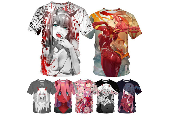 Anime Darling In The Franxx Short Sleeve T-shirt + Shorts Zero Two Cosplay  Costumes Two Piece Set Men Women Summer Streetwear Casual Two Pieces