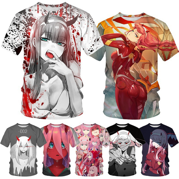 Camiseta de desenhos animados heartin the fresxx anime zero two kawaii  impressão top harajuku - AliExpress