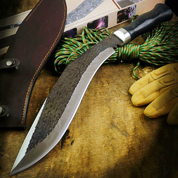 Hand forged dog-leg machete Nepali tactical saber camping machete | Wish