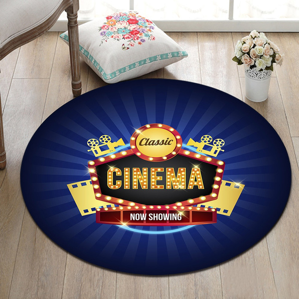 Cinema Showing Area Rug Round Floor Mat Carpet Crawling Mat Home Decor Yoga Rug 