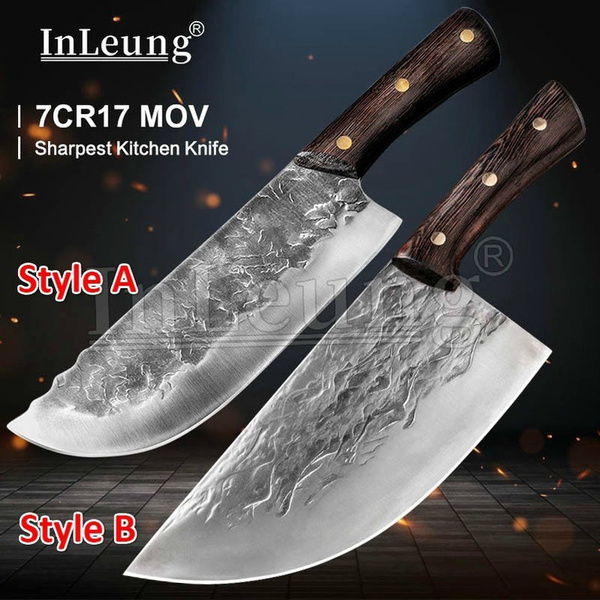 Stainless Steel Cleaver In Fire Kitchen Knife High Carbon Clad